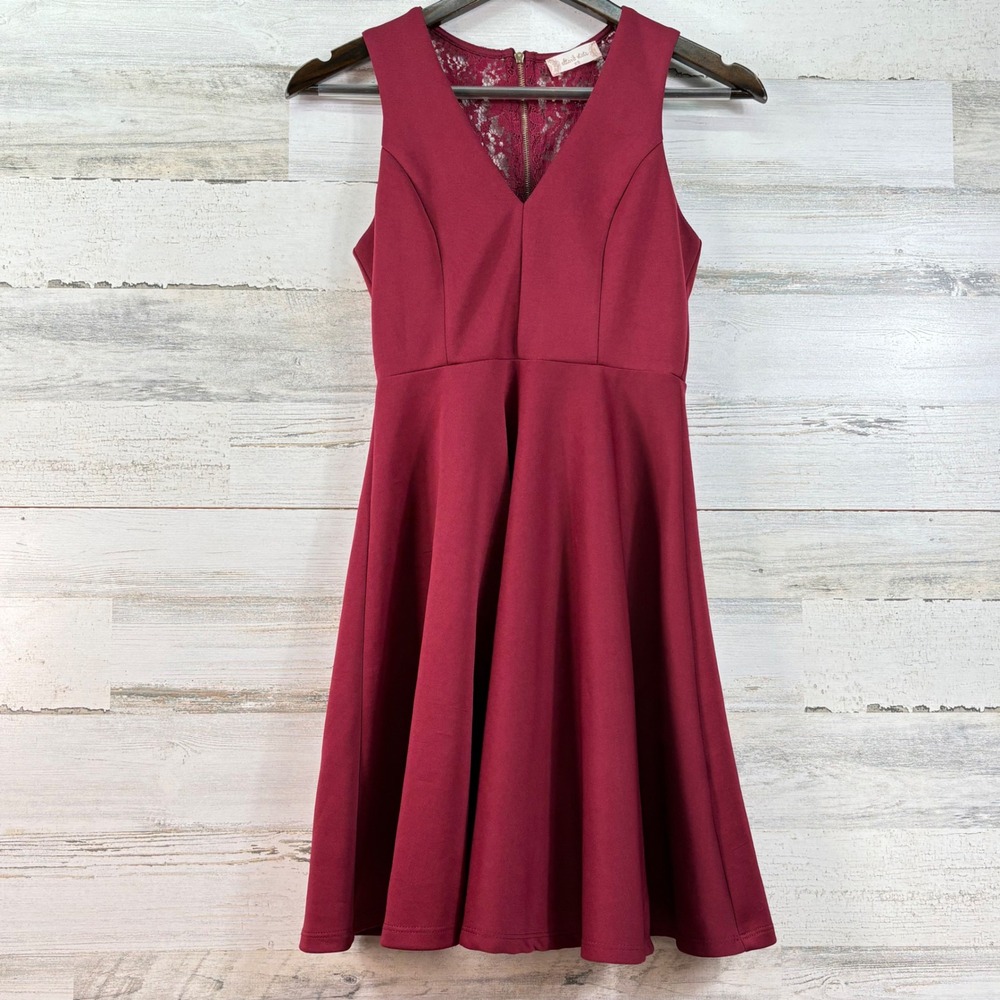 Altar'd State Burgundy Red Lace Back Fit & Flare‎ Skater Dress XS Party Coquette